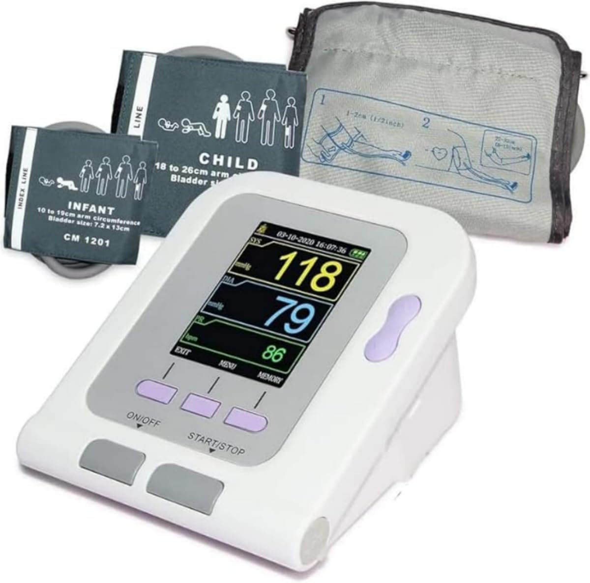 CONTEC-08A Blood Pressure Monitor-Automatic Digital BP Machine with 3 Sizes Cuff for Home Use,Large LCD Display,for 3 User 3x100 Memory