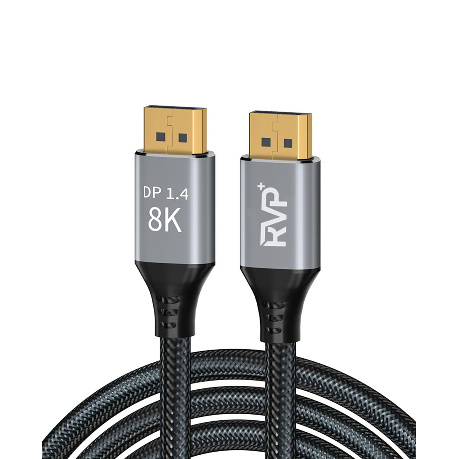 RVP+ DP1.4 Cable, 8K DisplayPort Cable (8K@60Hz, 4K@144Hz, 1080P@240Hz) Ultra DP2DP Braided Cord, HBR3 Support 32.4Gbps, Compatible for Gaming Laptop TV PC Computer Monitor - 3 Feet - 2 Pack - Black