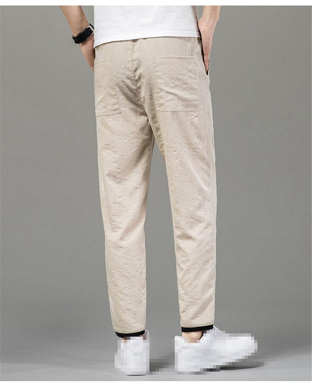 Vogrtcc Pantaloni Casual in Lino da Uomo Pantaloni da Jogging in Vita Elastici Leggeri con Coulisse