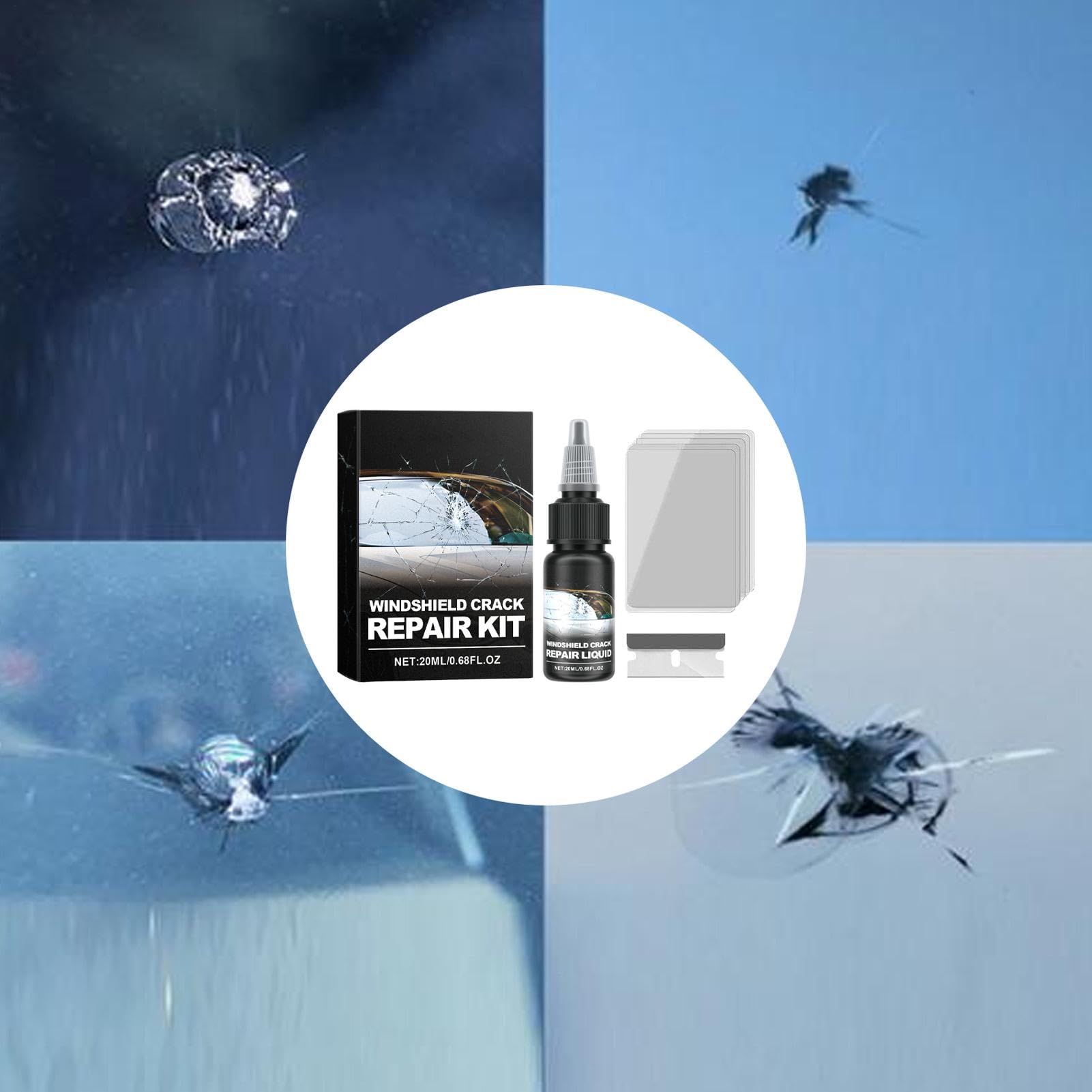 Liquido riparatore di crepe per parabrezza, liquido riparatore di vetri per crepe - Liquido rapido di riparazione dei nanocristalli Liquido riparatore di cristalli screpolati - Colla per