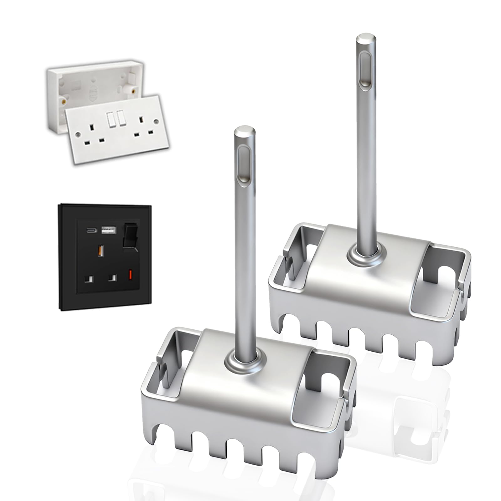 WojBear 2 PCS Square Hole Cutter for Electrical Box (19.0ร8.6ร4.5 cm), Concrete High-Strength SDS Plus Square Hole Punch, Hole Bit Applicable to Brick, Concrete, Cement