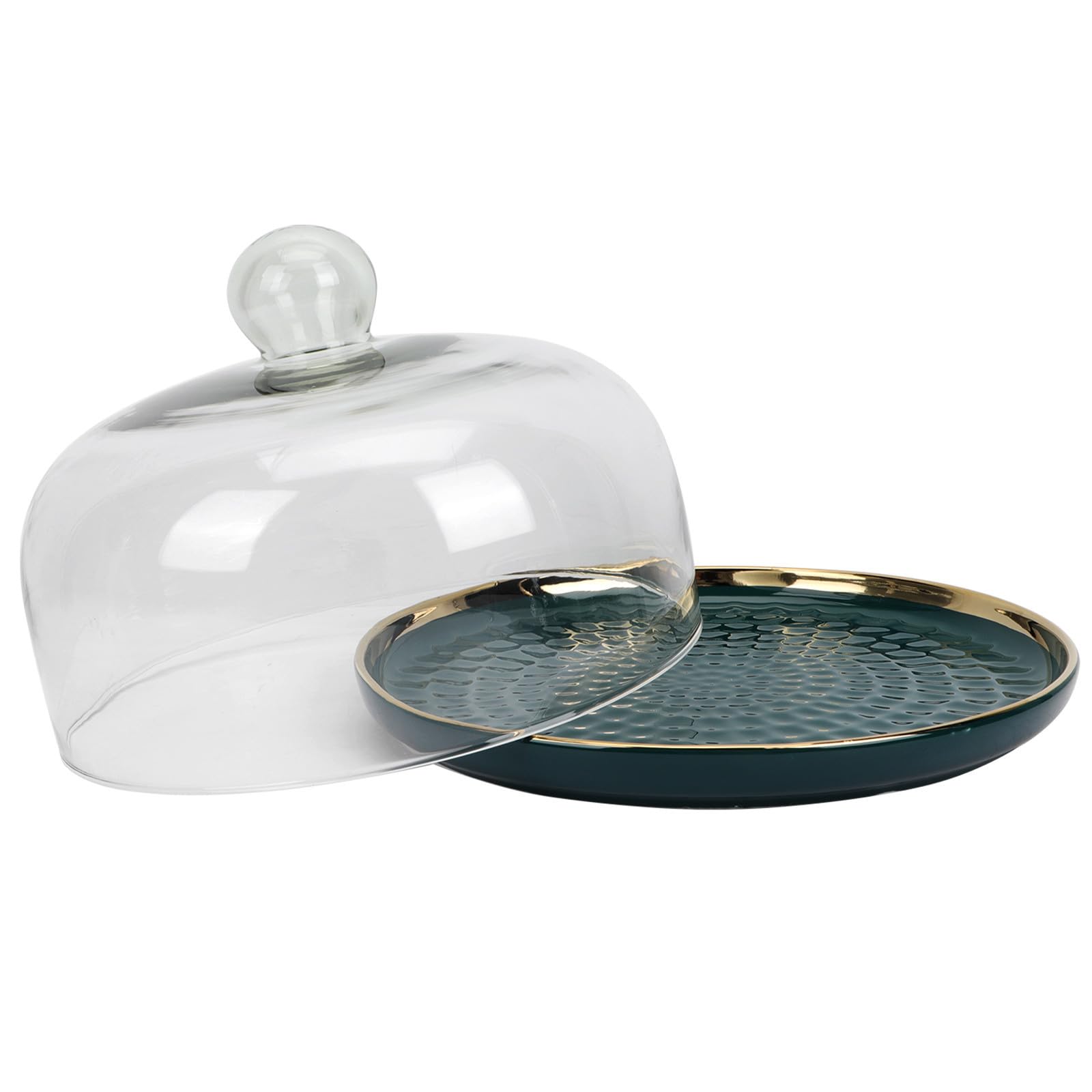 Elegante Kuchenform Glas Servierplatte mit Glasdeckel Praktische Aufbewahrungsschale aus Keramik für Kuchen und Obst für Geburtstage und Engagement