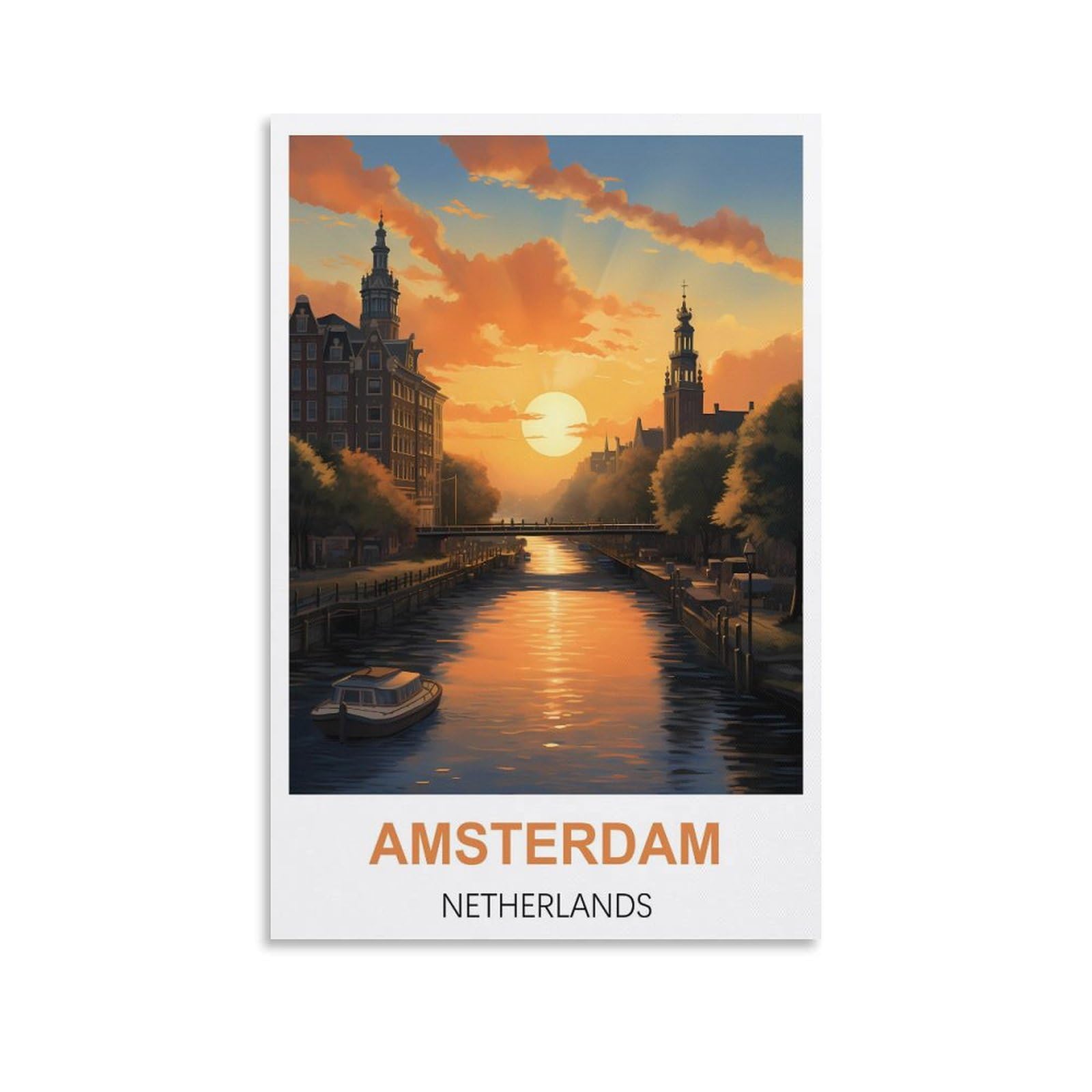 Vintage Metal Tin Signs,Amsterdam Netherlands,Vintage Metal Tin Sign Inspirational Retro Art Poster for Home Office, Cafe Bar Wall Decor 15x30cm