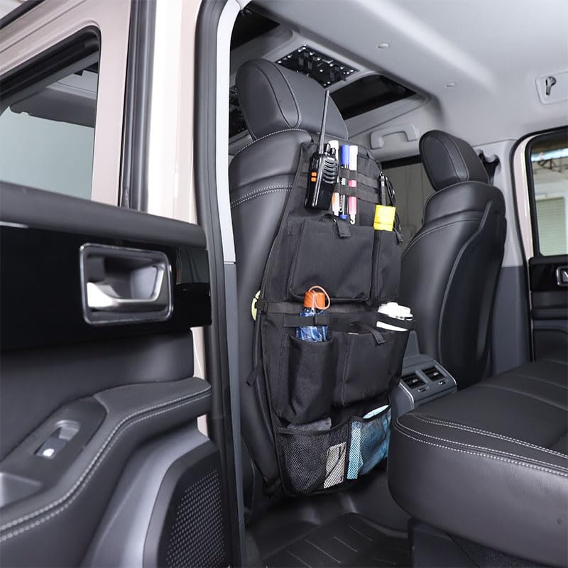 PIUGILH Organizador de asiento trasero de coche adecuado para INEOS Grenadier 2020-2024, muchos bolsillos respaldo protector de asiento de coche, organizador de respaldo de coche, negro