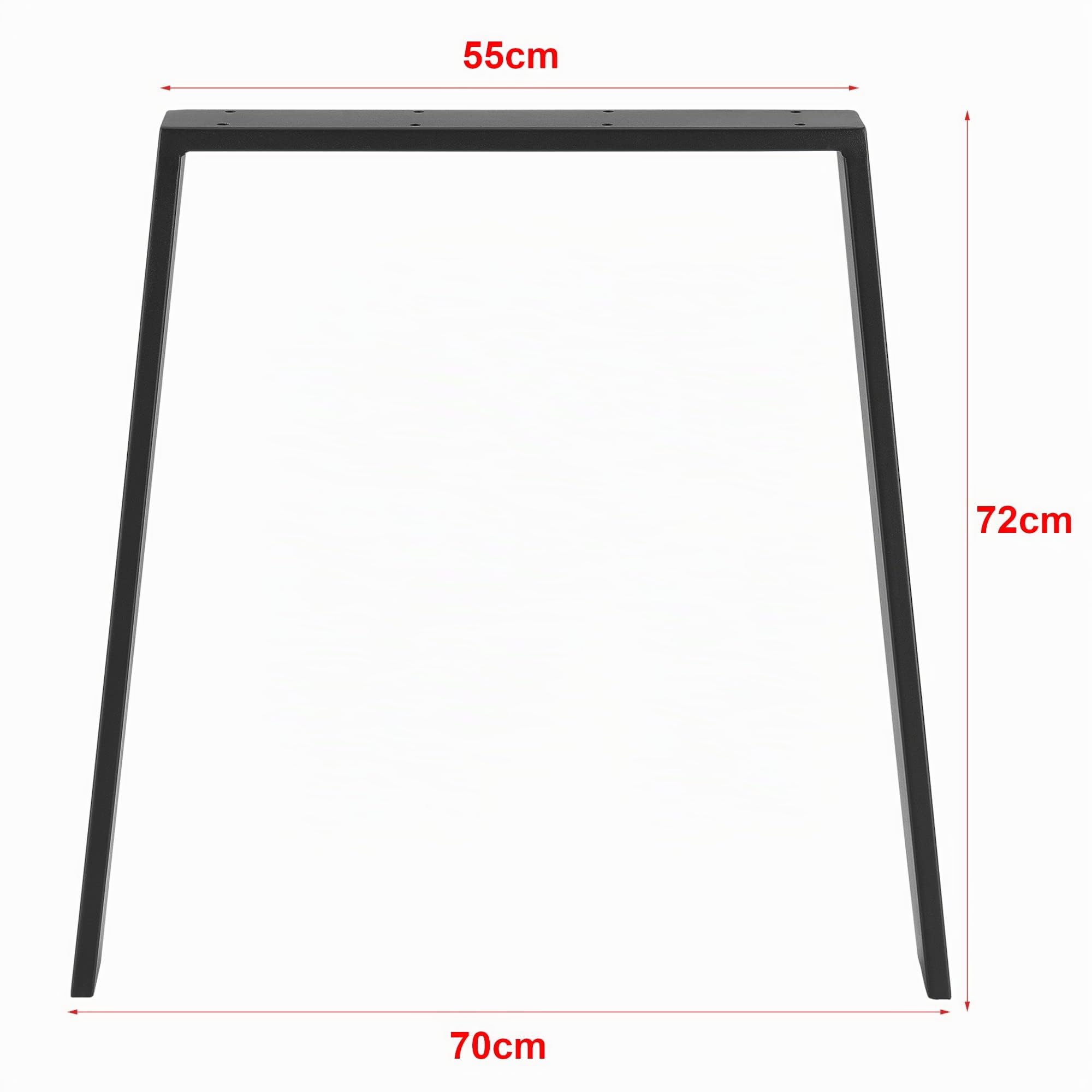 [en.casa] Juego de 2X Patas de Mesa Comedor Set de 2X Patas de Escritorio Armazón de Mesa Incl. Material de Montaje Acero 55-70 x 72 cm Negro Mate