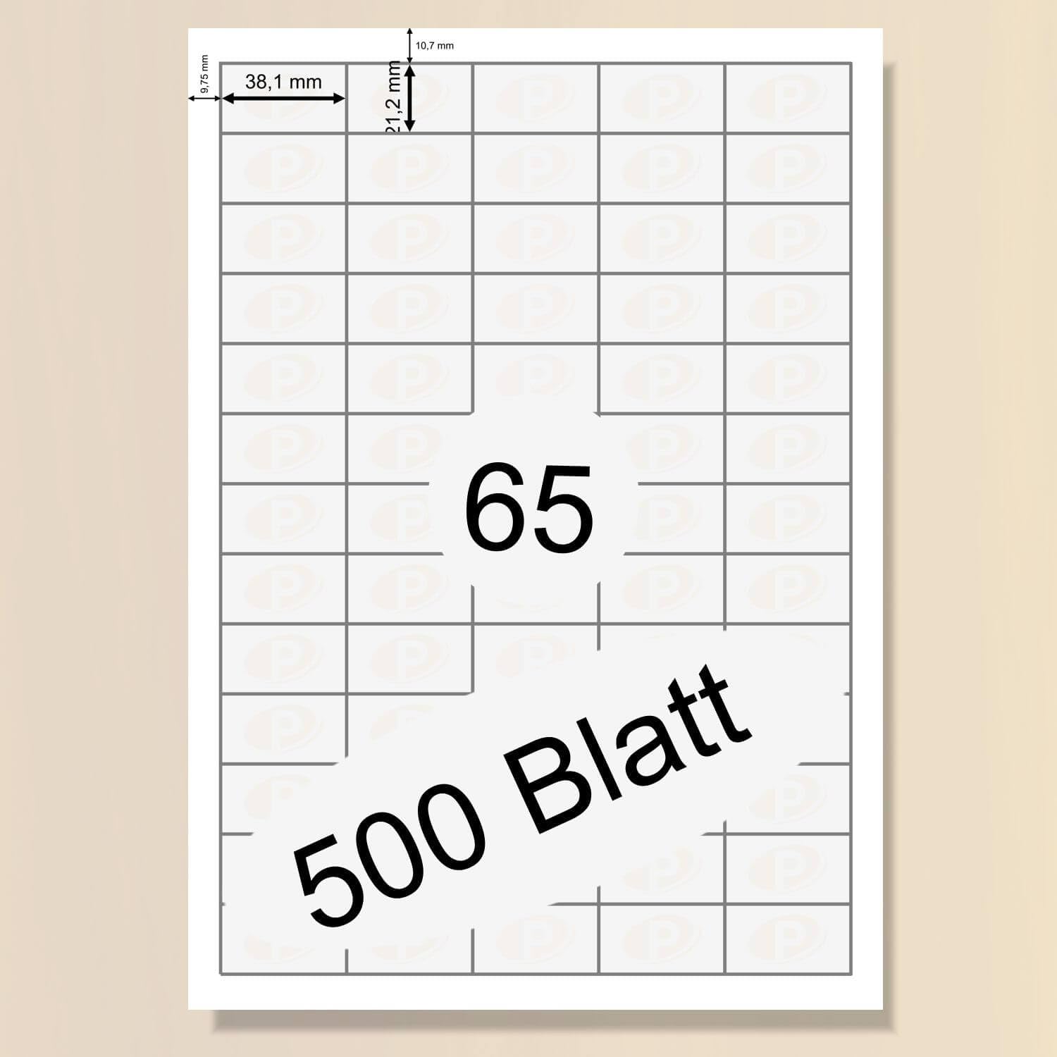 Printation Etiketten 38,1 x 21,2 mm - 32500 Stück weiß selbstklebend bedruckbar - 500 A4 Bogen à 5x13 Universal Labels Aufkleber klein - 3666 L7651 4606