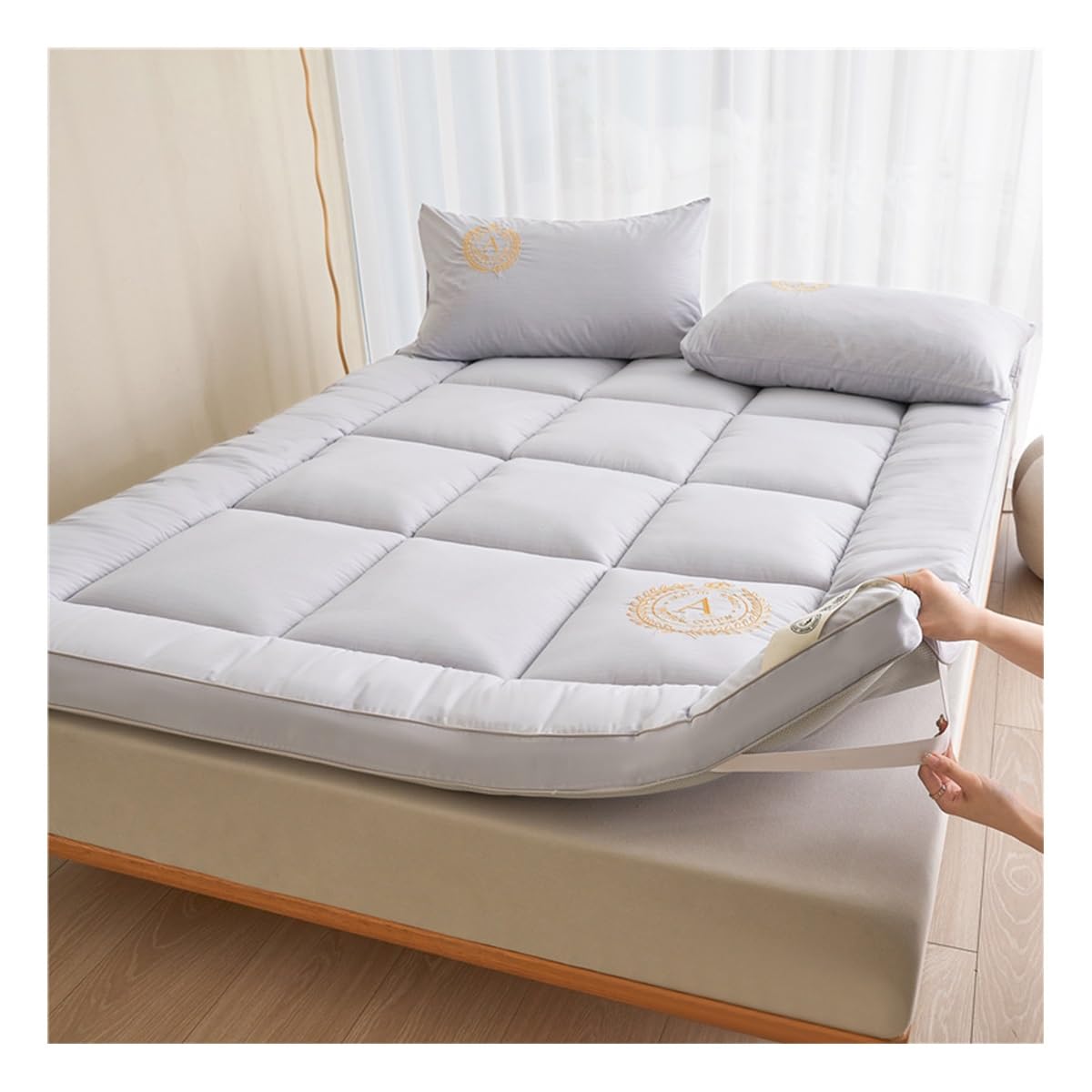 Topper Per Materasso Rotondo In Cotone - Diametro 200cm, Spesso E Traspirante - Foto 7