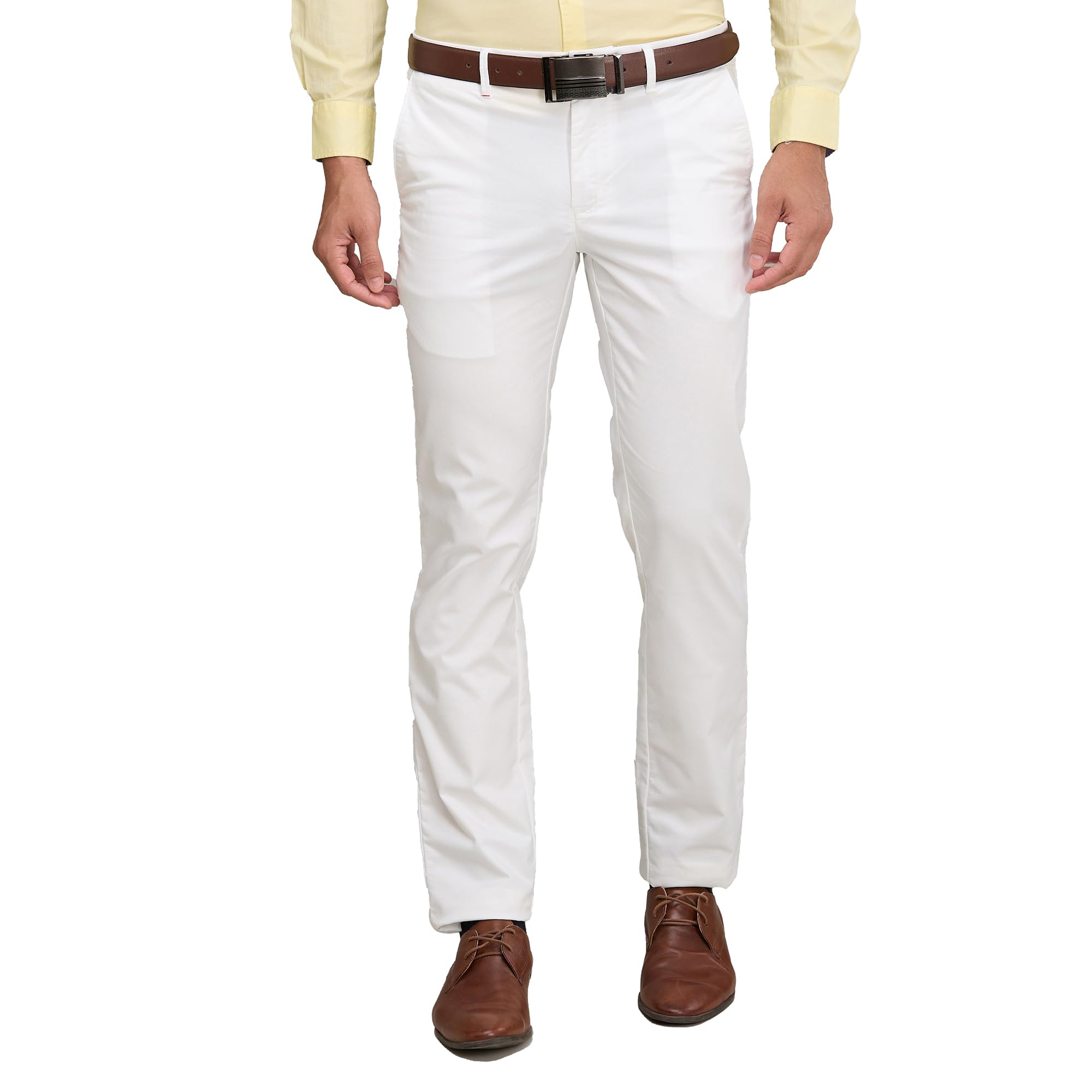raymond Men's Slim Fit Polyester Blend Solid Pattern Flat Front Casual Chinos-picture-27