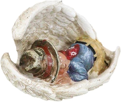 Miniatura 5 de Ebros Gift Figura rústica de ángel vaquero occidental con sombrero rojo bufanda con alas gigantes para dormir en paz, escultura decorativa
