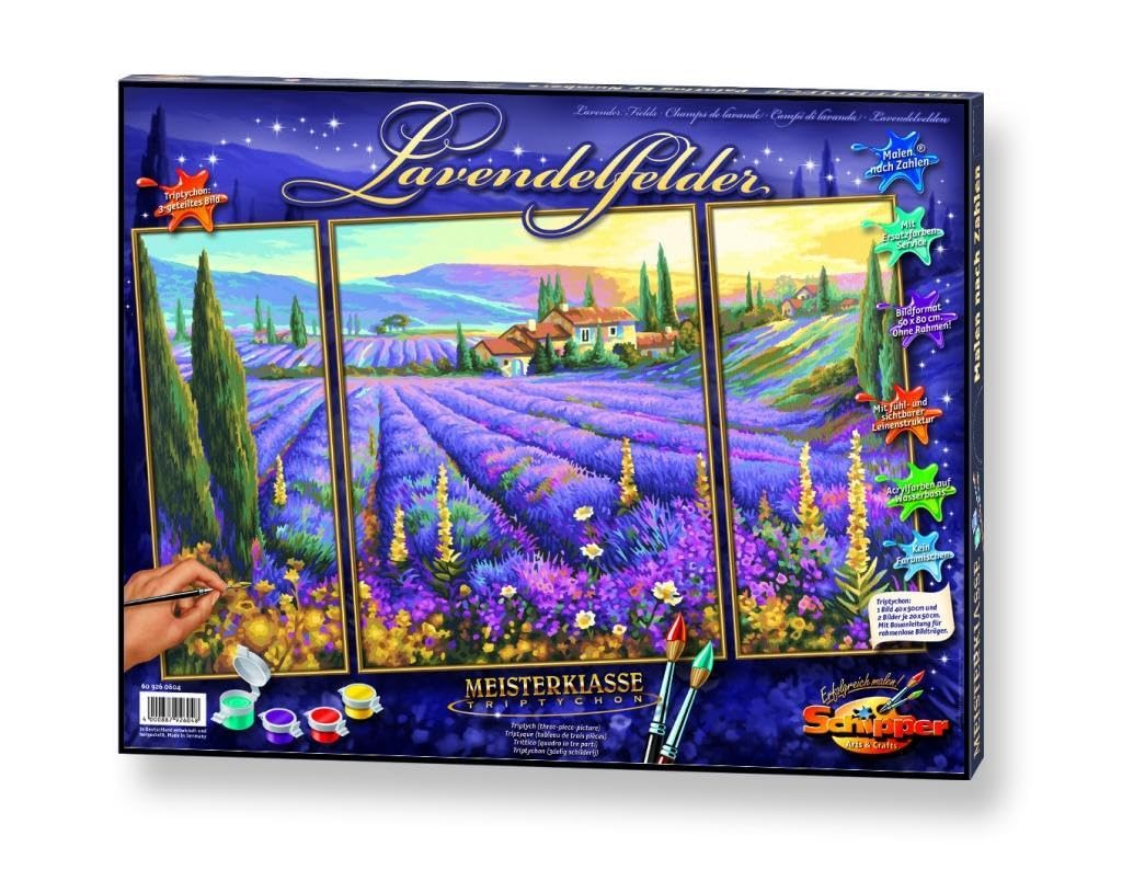 Schipper 609260604 Lavanda Campi di Lavanda Triptychon Paint By Numbers Board