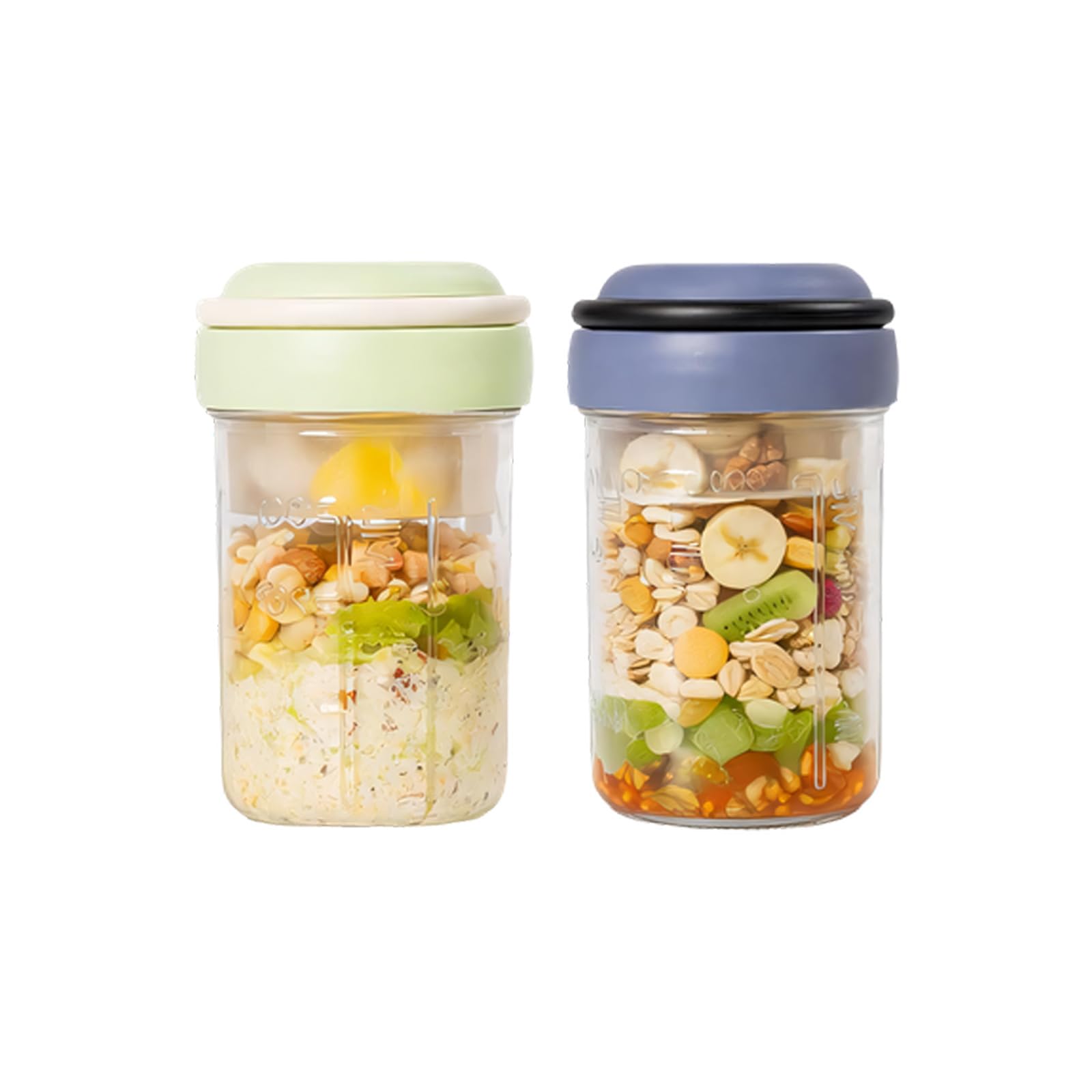 ljhnba Of 4/2 Spill Safe Food Containers with Built in Spoons Ideal for Snacks Gym Picnics Portable Breakfast Container