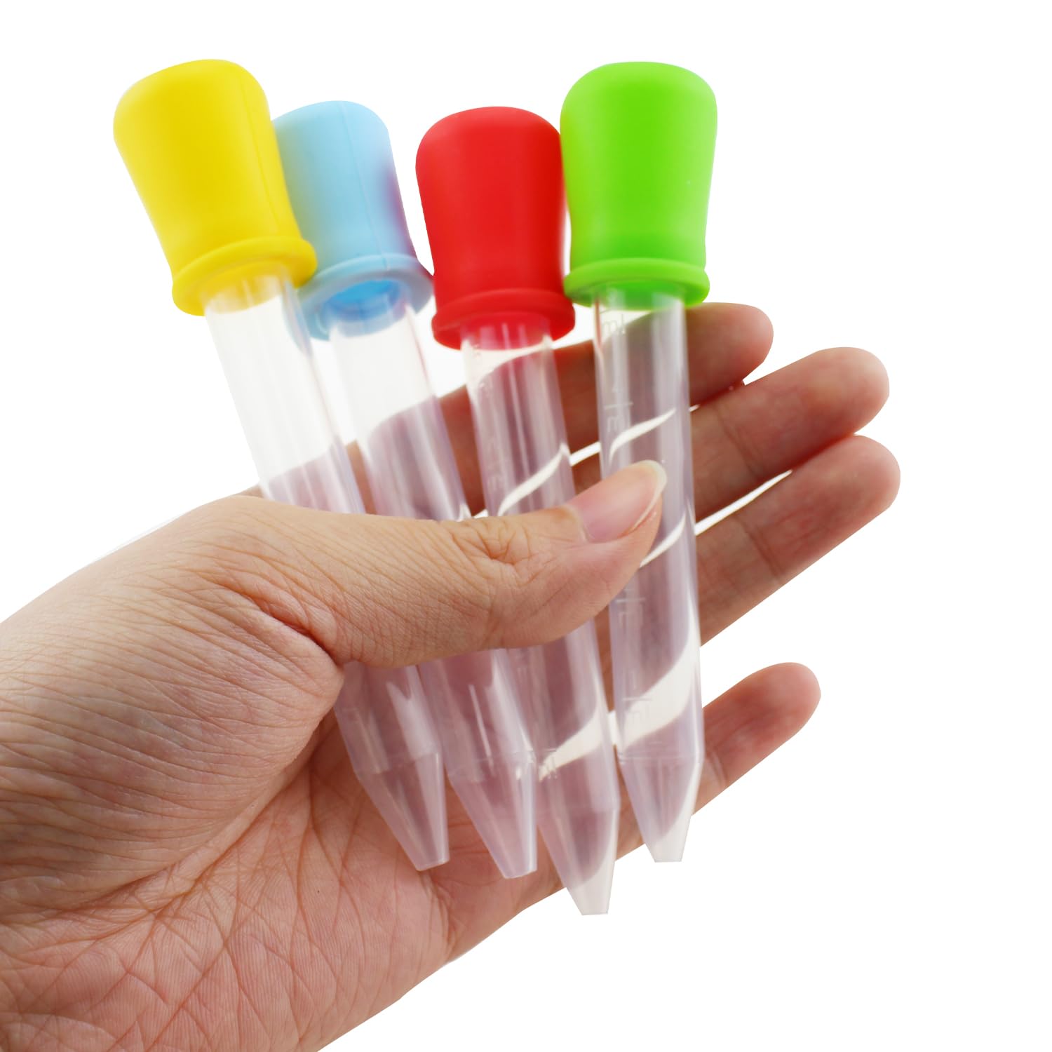 SQXBK 16PCS 5ML Coloured Liquid Graduated Burette Food Grade Silicone Pipettes Suitable for Kitchen Art Science Experiments Painting Crafts
