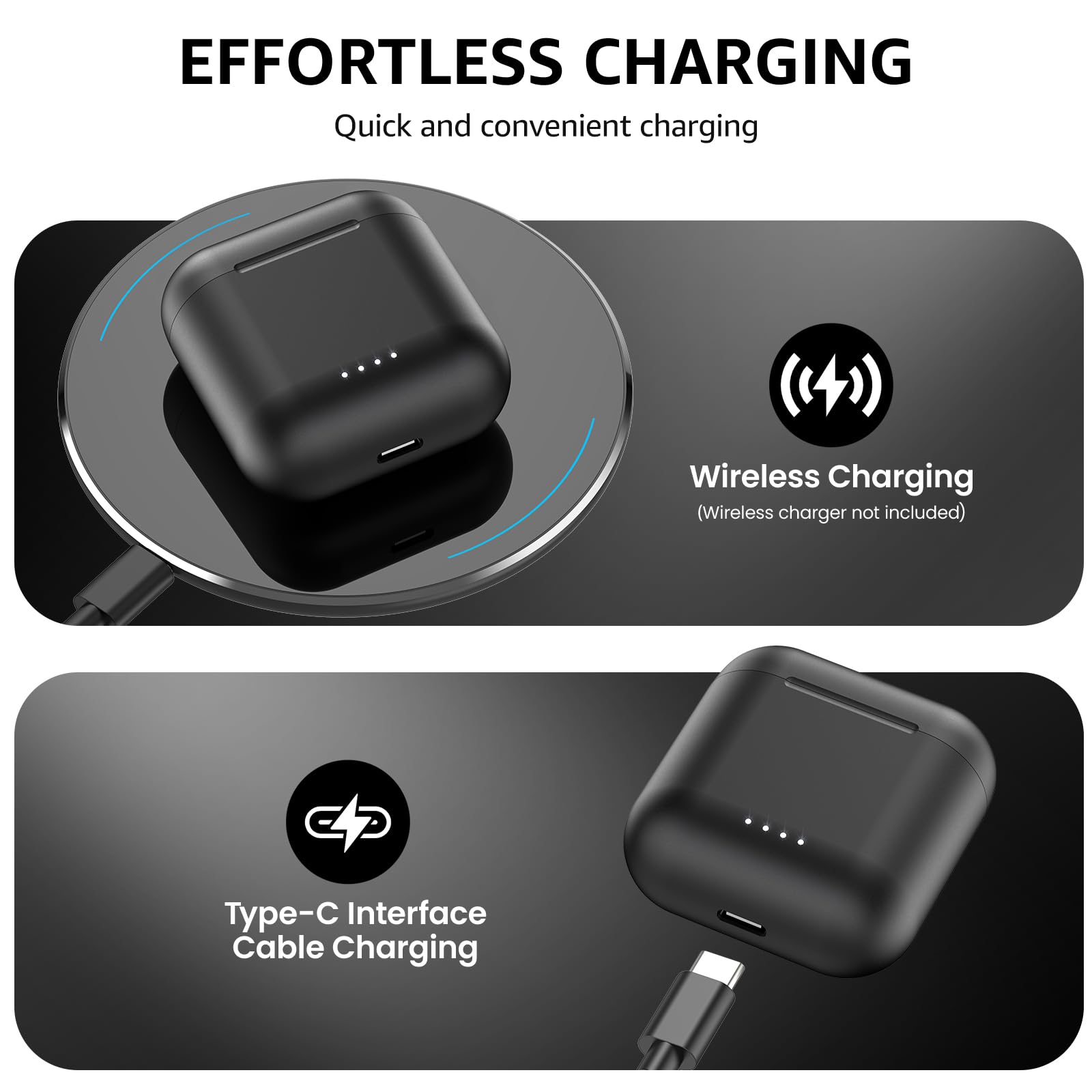 TOZO T6 Wireless Earbuds, IPX8 Waterproof Ear Buds, Stereo Bass Sound Bluetooth 5.3 Headphones in Ear, 50 Hours Playtime Earphones, Wireless Charging Case, Custom 32 EQ via APP