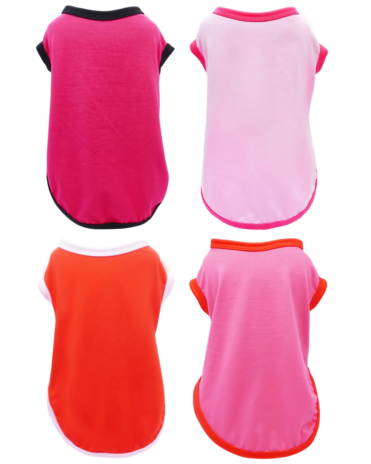 PET SHOW 4 Pack Blank Dog Shirts for Small Doggies Female Tank Top Tee Solid Red Pink T-Shirts Pets Daily Plain Sleeveless Vest Cats Kittens Puppy