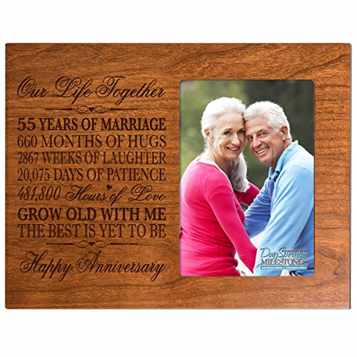 LifeSong Milestones 55th Year Wedding for Couple Custom Engraved 55th Wedding Frame Holds 1 4x6 Photo 8