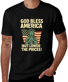 Men and Women Graphic Tee Casual God Bless America,But Lower The Prices Shirt