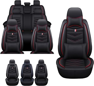 8 Seats Car Seat Covers for Acura MDX 2001-2026 | Nappa Leather, Waterproof Car Seat Cover, Anti-Slip & Wear-Resistant Airbag Compatible,Luxury, Black Red