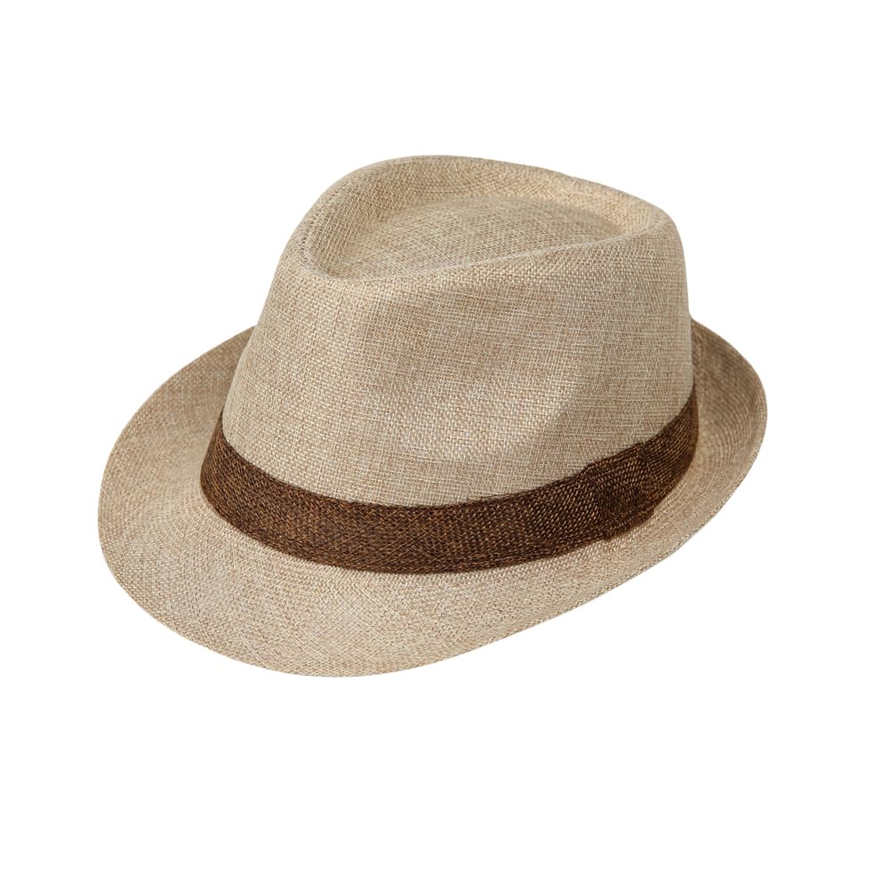 Cappello Fedora in paglia classico Panama Trilby estivo cappello da sole con tesa corta per uomo leggero traspirante per viaggi abbigliamento casual