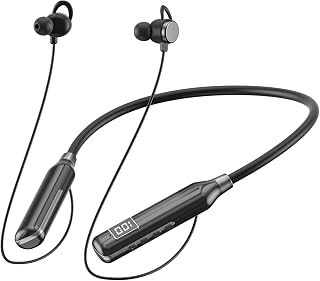 GXNNDYMY Wireless Earbuds Bluetooth Headphones Neckband Sport Earbuds with 100 H Playtime, Noise Cancelling, HiFi Stereo Earbuds with Microphone, USB-C Fast Charging, Foldable (Black)