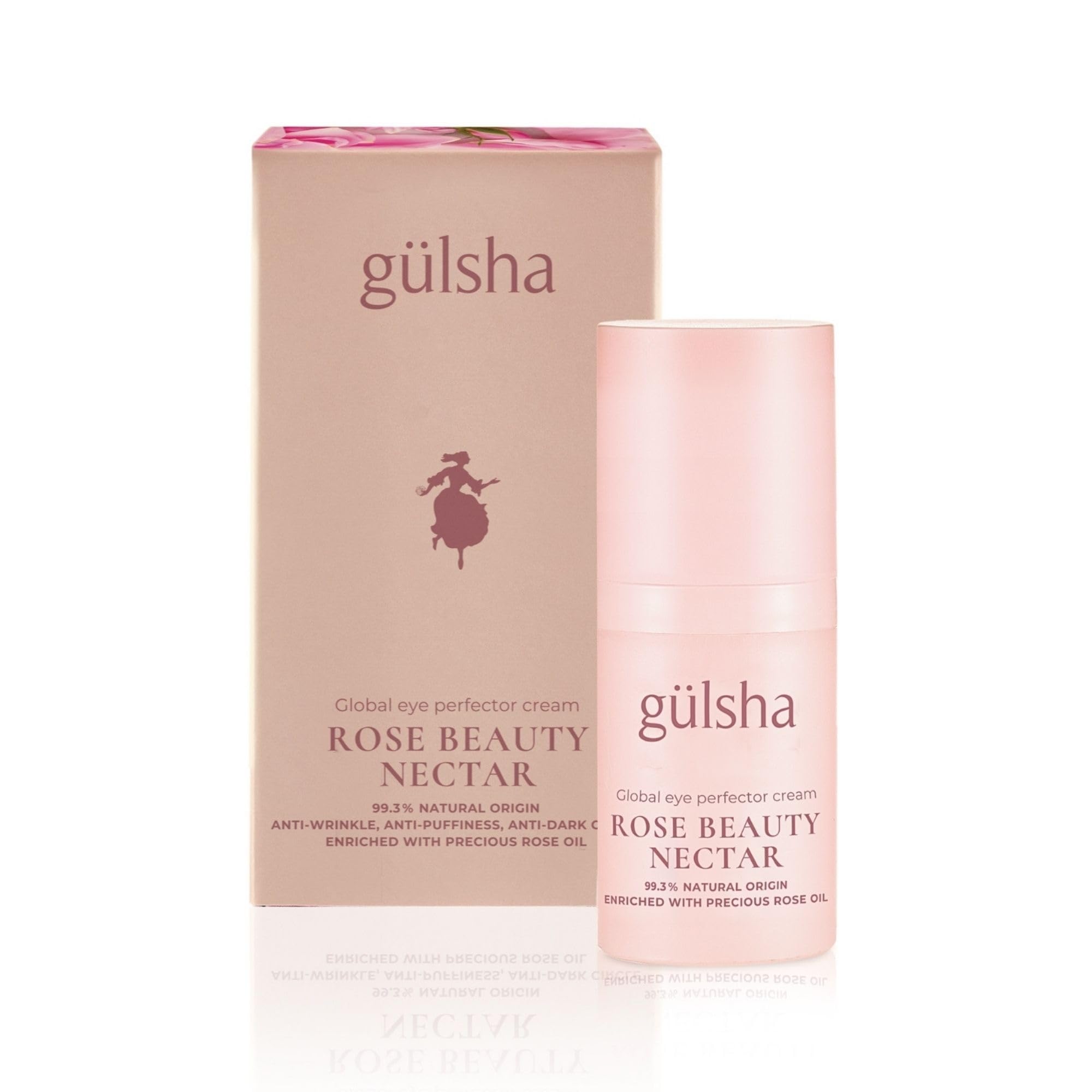 gülsha Rose Beauty Nectar Eye Cream, 15 ml, Anti-Ageing with Retinal, Hyaluronic Acid & Rose Oil, Reduces Wrinkles