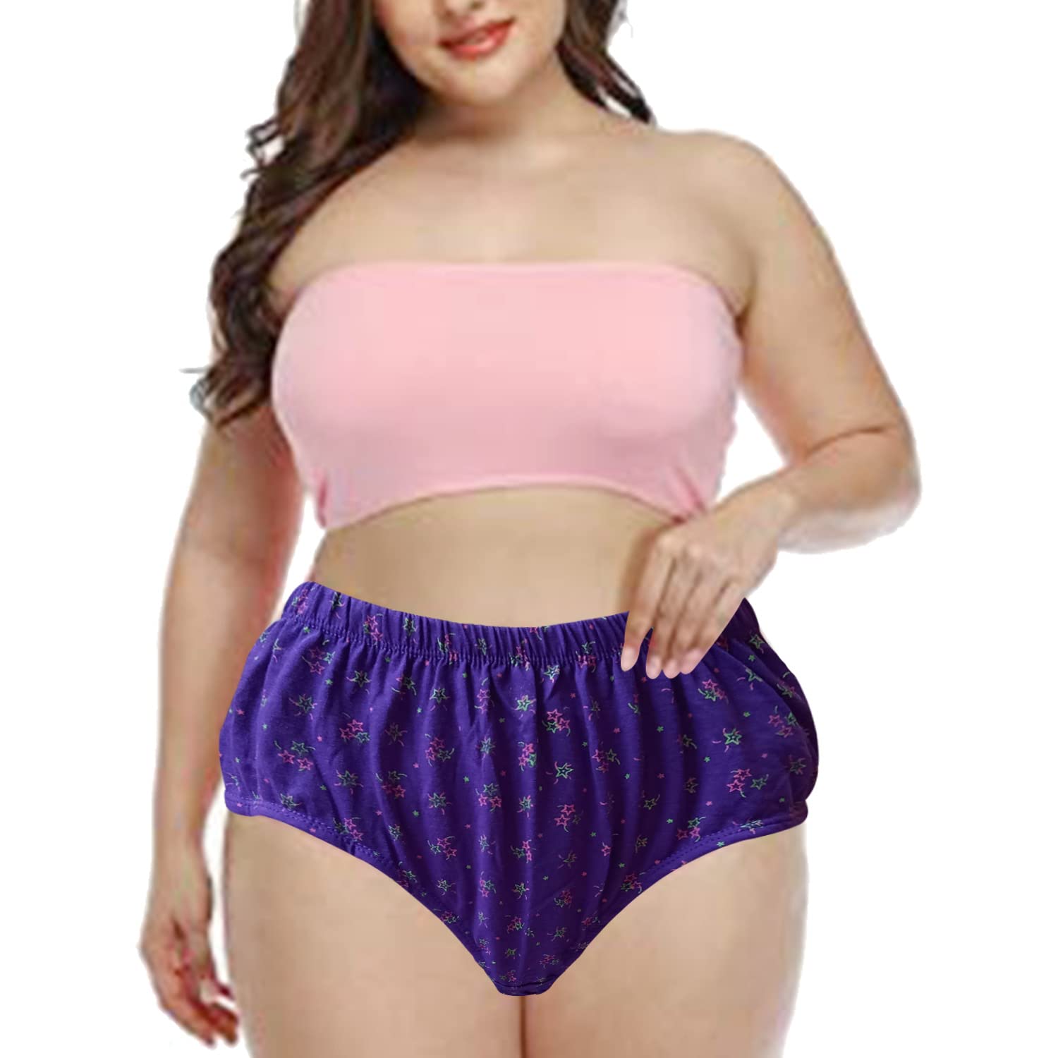 LavennderWomen's Multicolor Cotton Plus Size Innerwear Panties Brif Printed Undergarment delivery Lingerie for Ladies Colours and Prints May Vary Elastic