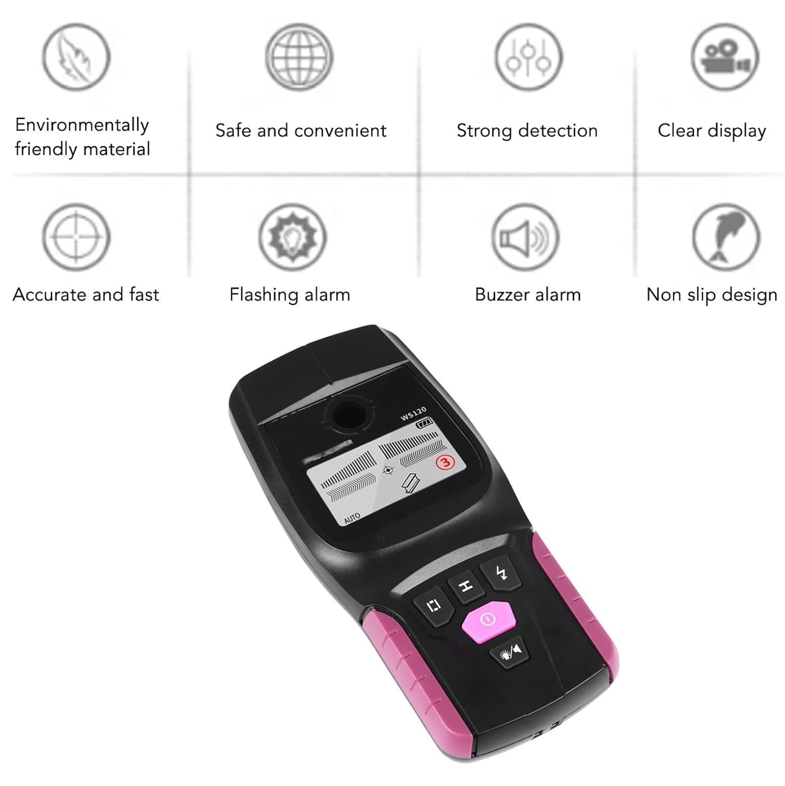 Detector De Pared, Escáner Multifuncional con Pantalla LCD Digital Y Alertas De Audio, Marca De Orificio Central, Detección De Profundidad De 110 Mm, para Metal, Cable, Madera
