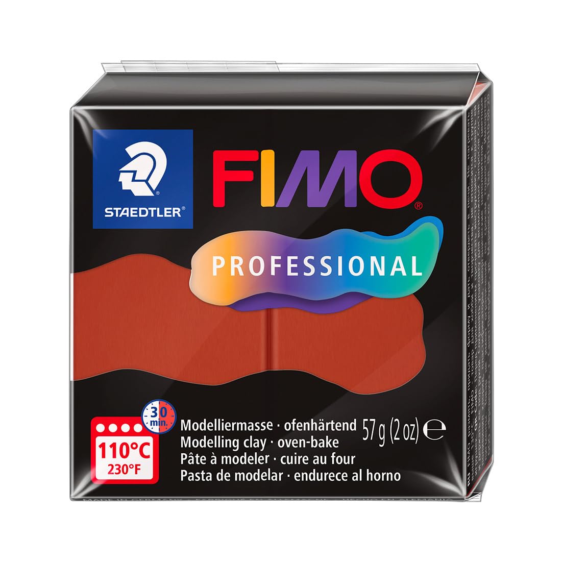 STAEDTLER Polymer Modelling Clay - FIMO Professional - Oven Bake Clay - Terracotta, 57g - 1 Block, 8040-74