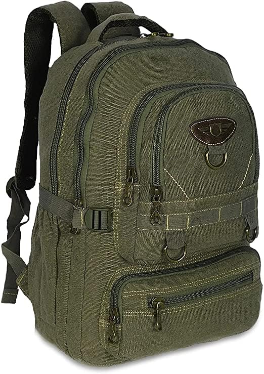 Mochila de Lona Escolar Viagem Notebook Resistente Unissexo (M86, Verde)