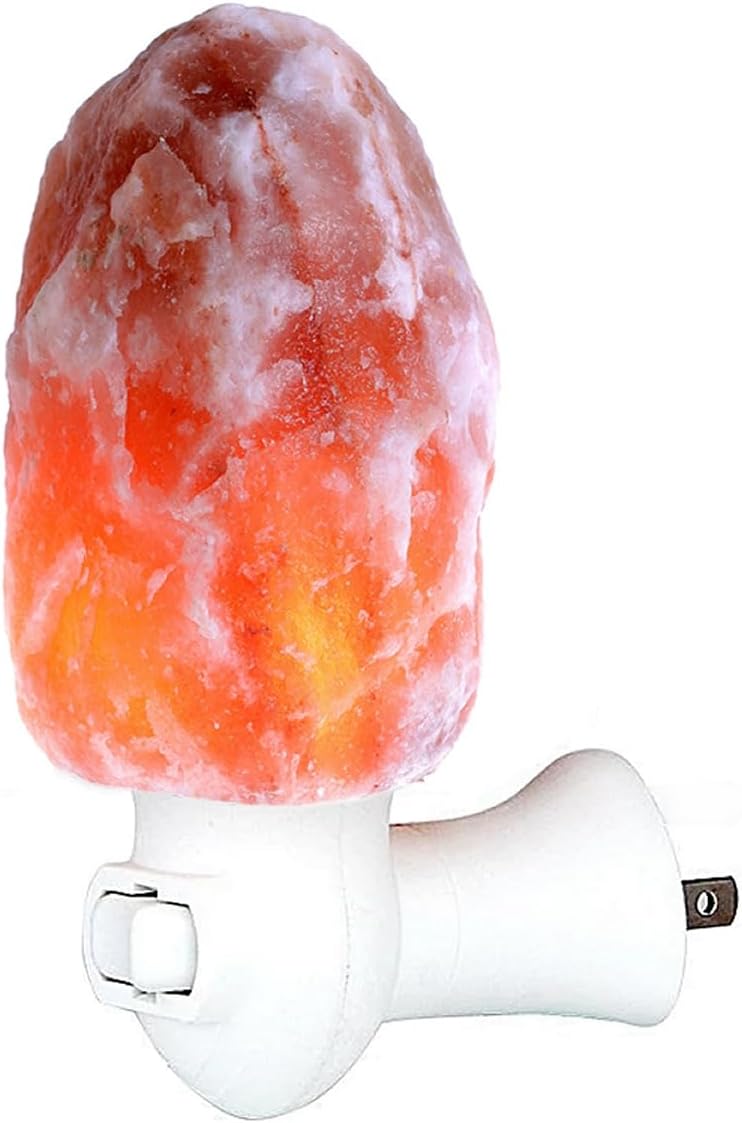 Select Salt Natural Himalayan Salt Lamp Night Light, Wall Plug with Manual On/Off Switch, Hand