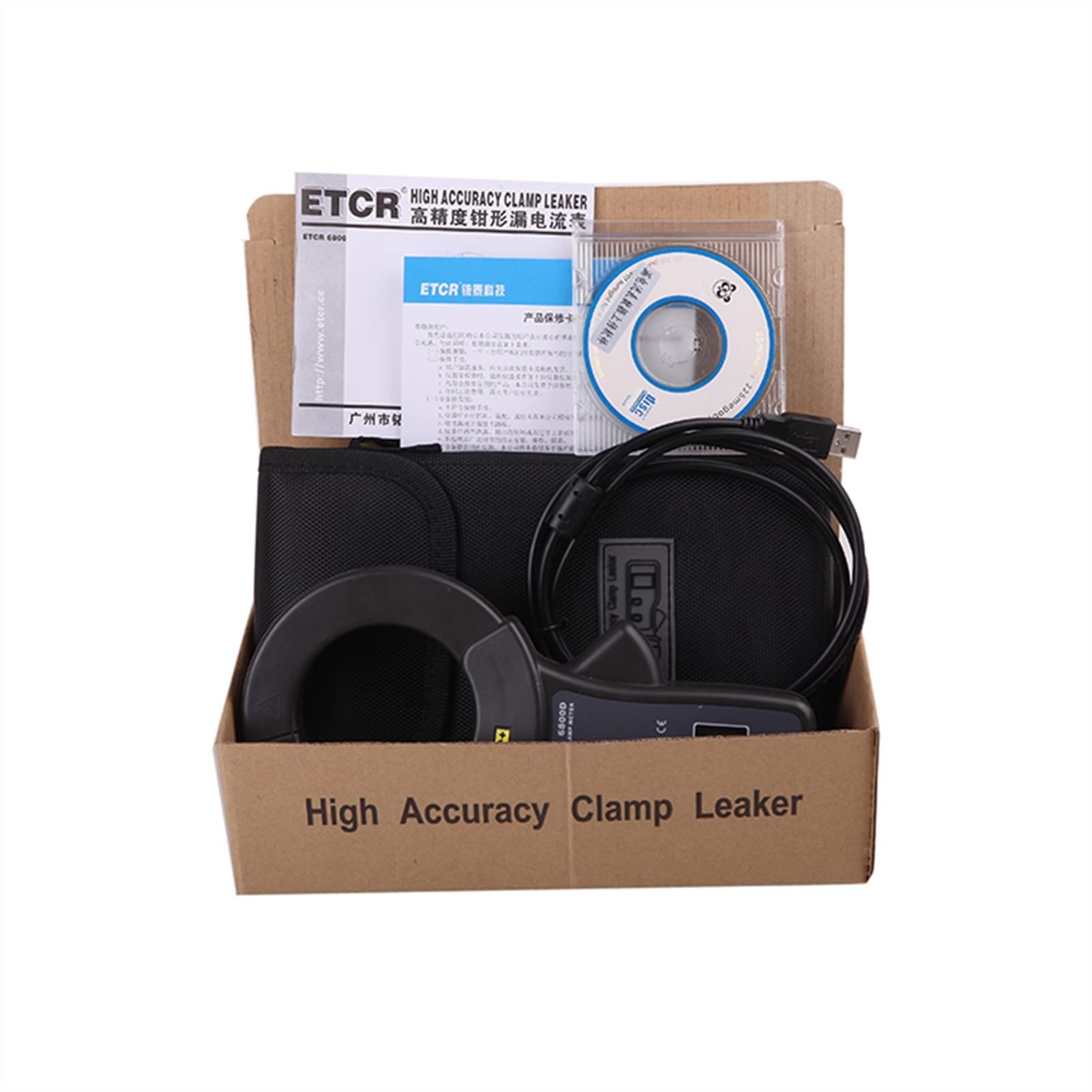 Cęgi prądowe, DC AC. Miernik zaciskowy miernik CLAMP AC0.0A-1000A DC0.0A-2000A Clamp-On Leakage Current Meter Leckage Prąd Online Recorder ETCR6800D.