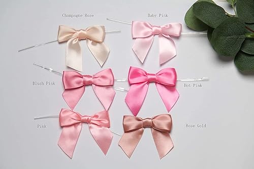 Miniatura 25 de RainbowPana - Paquete de 60 lazos de corbata de lujo, lazos de satén amarillos de 3 pulgadas, decoración de manualidades premontadas para paquete