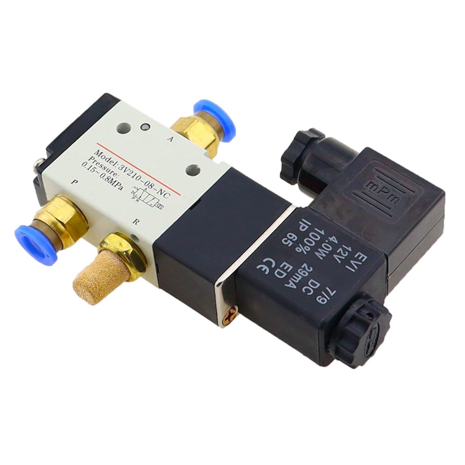 3V210-08 2 pozycje 3 porty 1/4" pneumatyczne zawory sterujące elektromagnetycznym DC 12V 24V AC 110V 220V (DC12V)