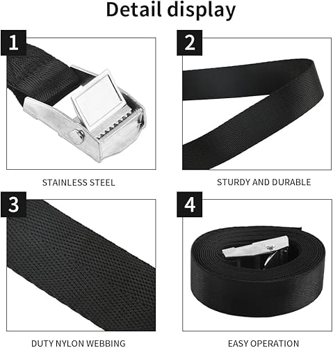 Miniatura 4 de Kit de correa de amarre para refrigerador, correas de amarre de batería, correa de amarre con hebilla de leva, kit de correas de enfriamiento, para