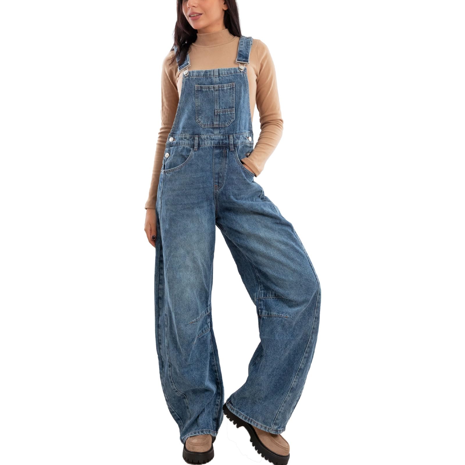 Toocool Salopette Donna Jeans Overall Pantaloni Baggy Banana Denim Loose Fit F32258