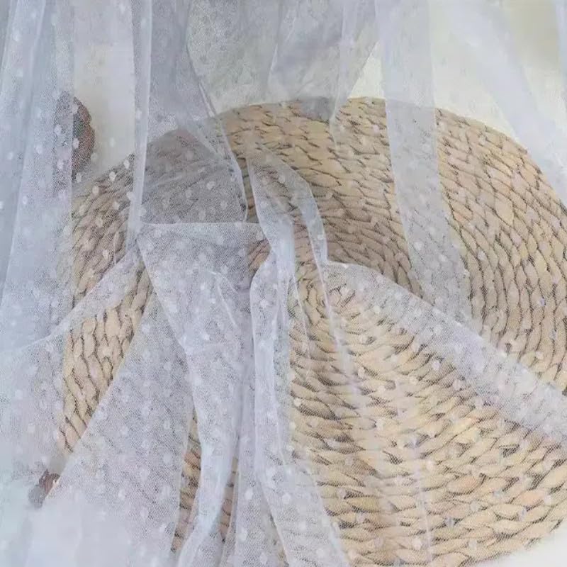 150cm*1m Grey Dot Tulle Fabric for Sewing Polyester Lace Mesh Fabric for Wedding Dress Decorate