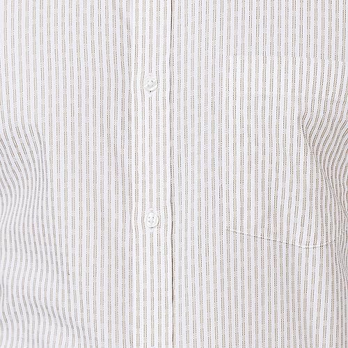 Image of Park Avenue Men's Pure Cotton Stripe Pattern Slim Fit Semi Cutaway Collar Full Sleeve Formal Shirt