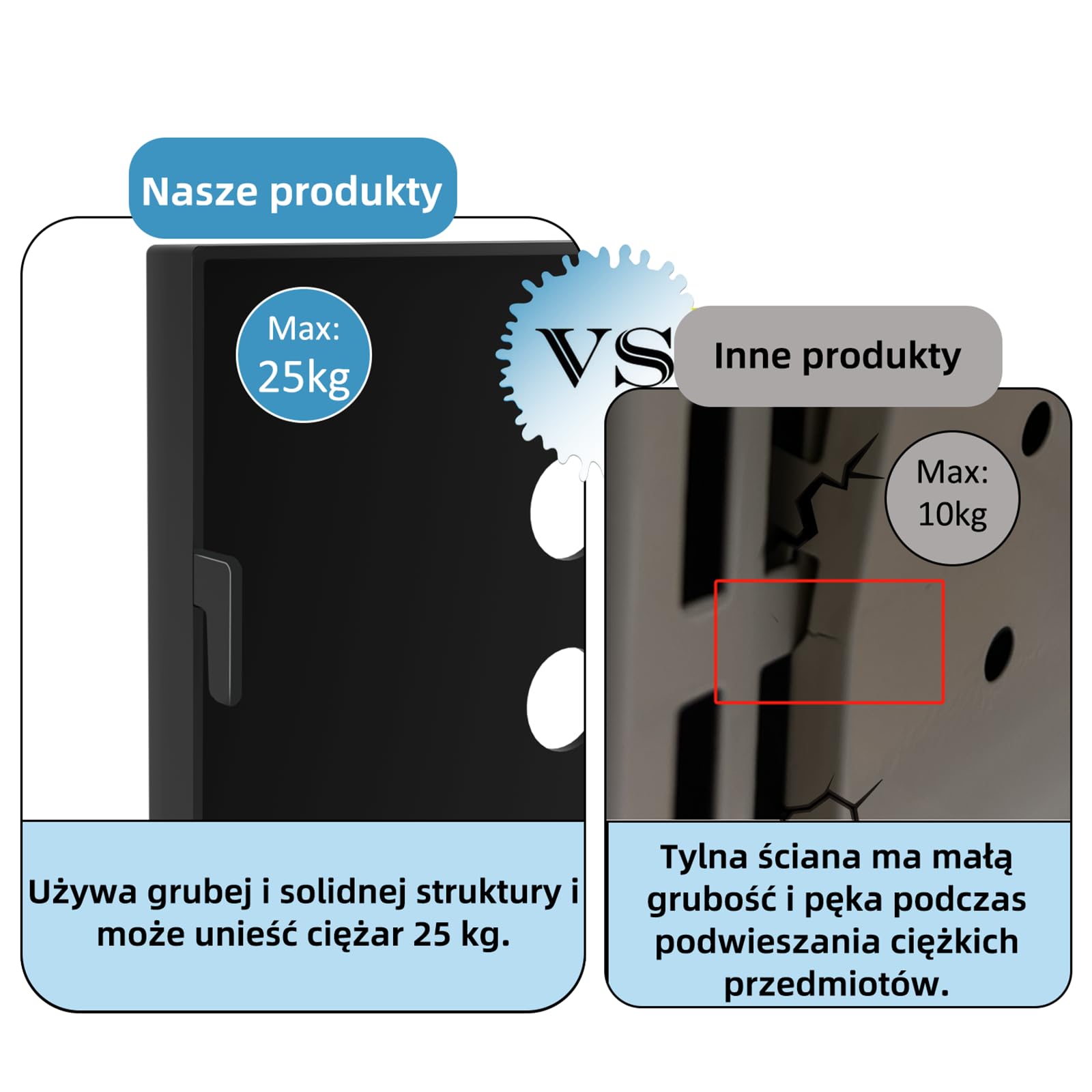 Regał na kratki, 30 haczyków, metalowy stojak (czarny uchwyt na płytę osłonową)