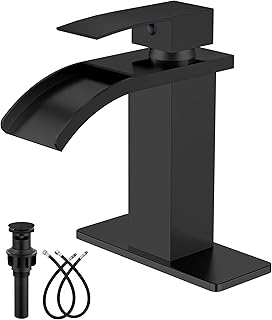 Waterfall Bathroom Faucets Single Hole Sink Faucet for 1 or 3 Hole Singl...