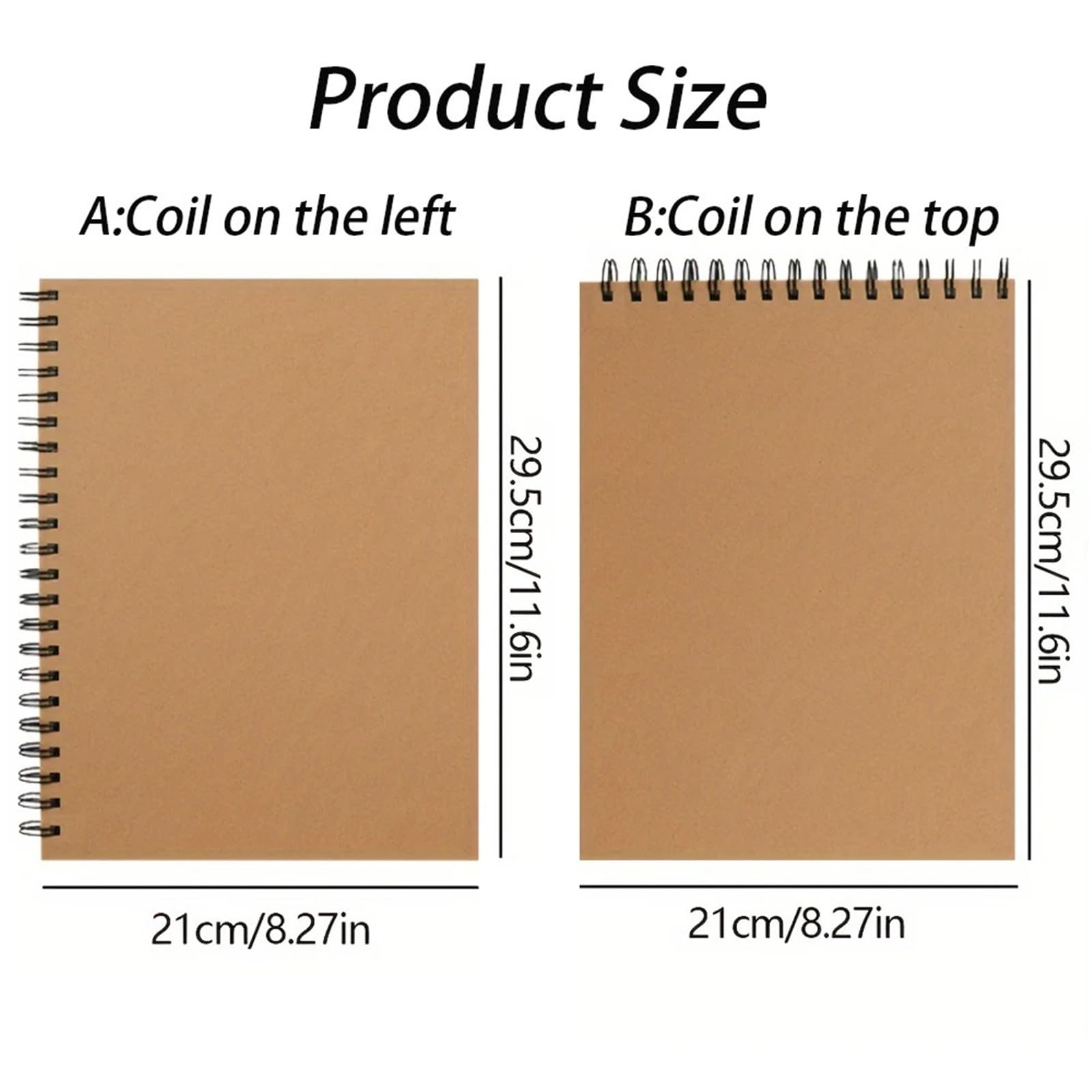 Album Da Disegno Con Rilegatura A Spirale Diario for quaderno vuoto con copertina kraft A4, blocco for quaderno a spirale, libro da disegno, 100 fogli/100 g/m²(1pc A4 Sketch Top)
