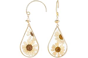 Pressed Flower Hippie Dangle Earrings for Women