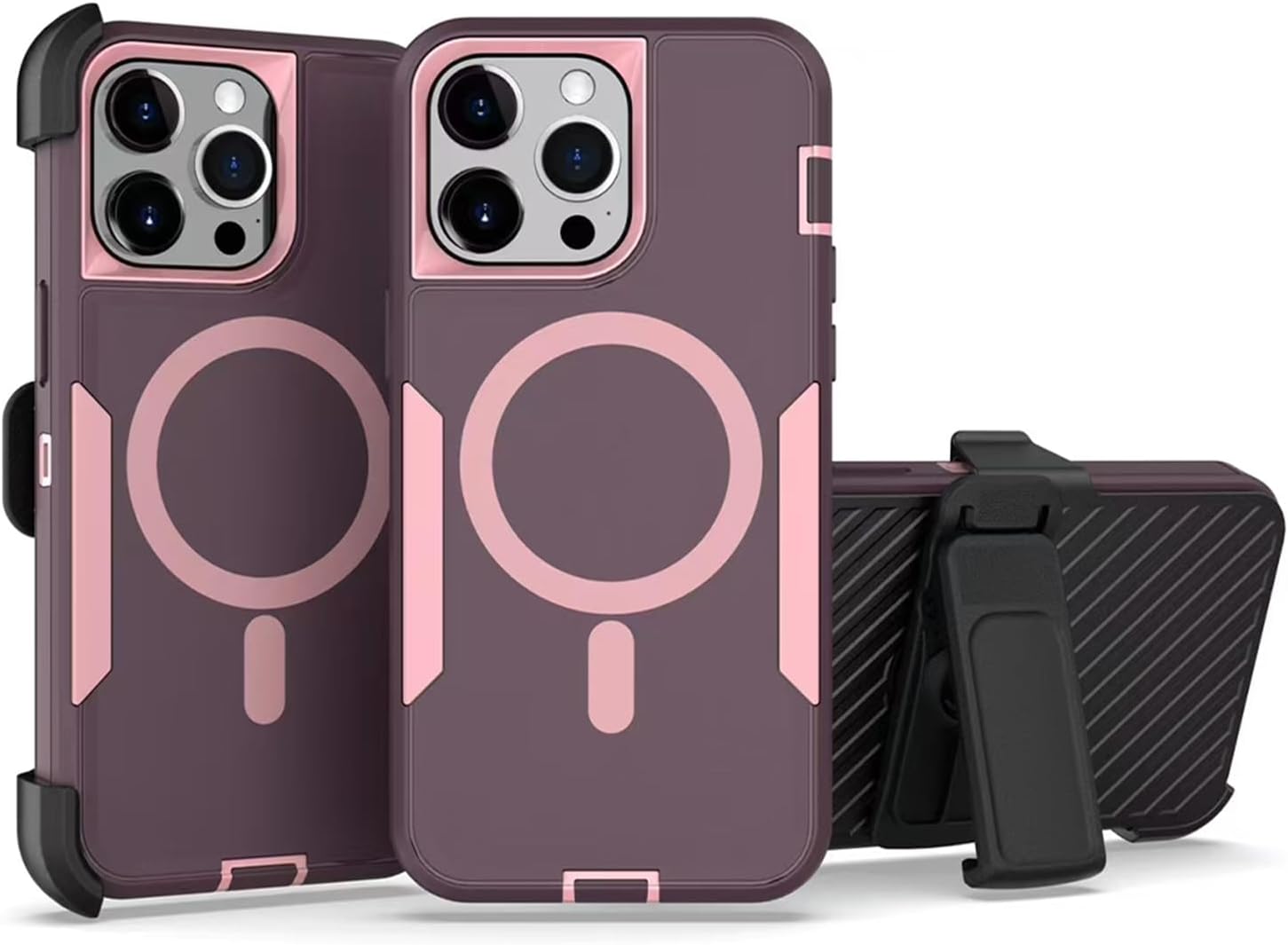 Designed for iPhone 16 Pro Max Case,Magnetic,Double Protection,Tough Durable,Compatible with MagSafe,Detachable Back Clip,Dustproof,No Fading,No Yellowing,Non-Slip,for Men Women,Wine Red Rose