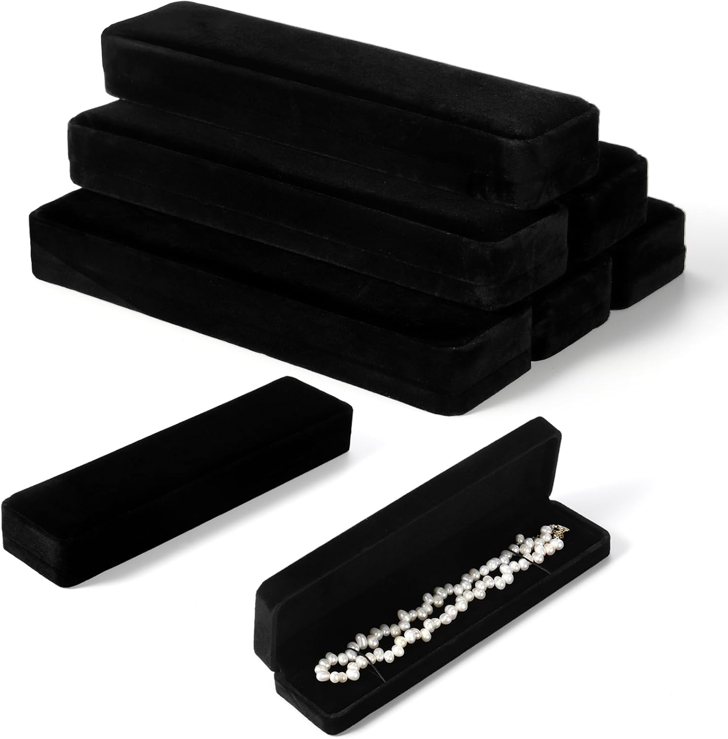 Fasmov 8 Pieces Long Velvet Jewelry Chain Necklace Gift Box Set, Black Velvet Jewelry Boxes Jewelry Present Boxes, Necklace Storage Case for Wedding Engagement Christmas Anniversaries Birthday Fasmov 8 Pieces Long Velvet Jewelry Chain Necklace Gift Box Set, Black Velvet Jewelry Boxes Jewelry Present Boxes, Necklace Storage Case for Wedding Engagement Christmas Anniversaries Birthday