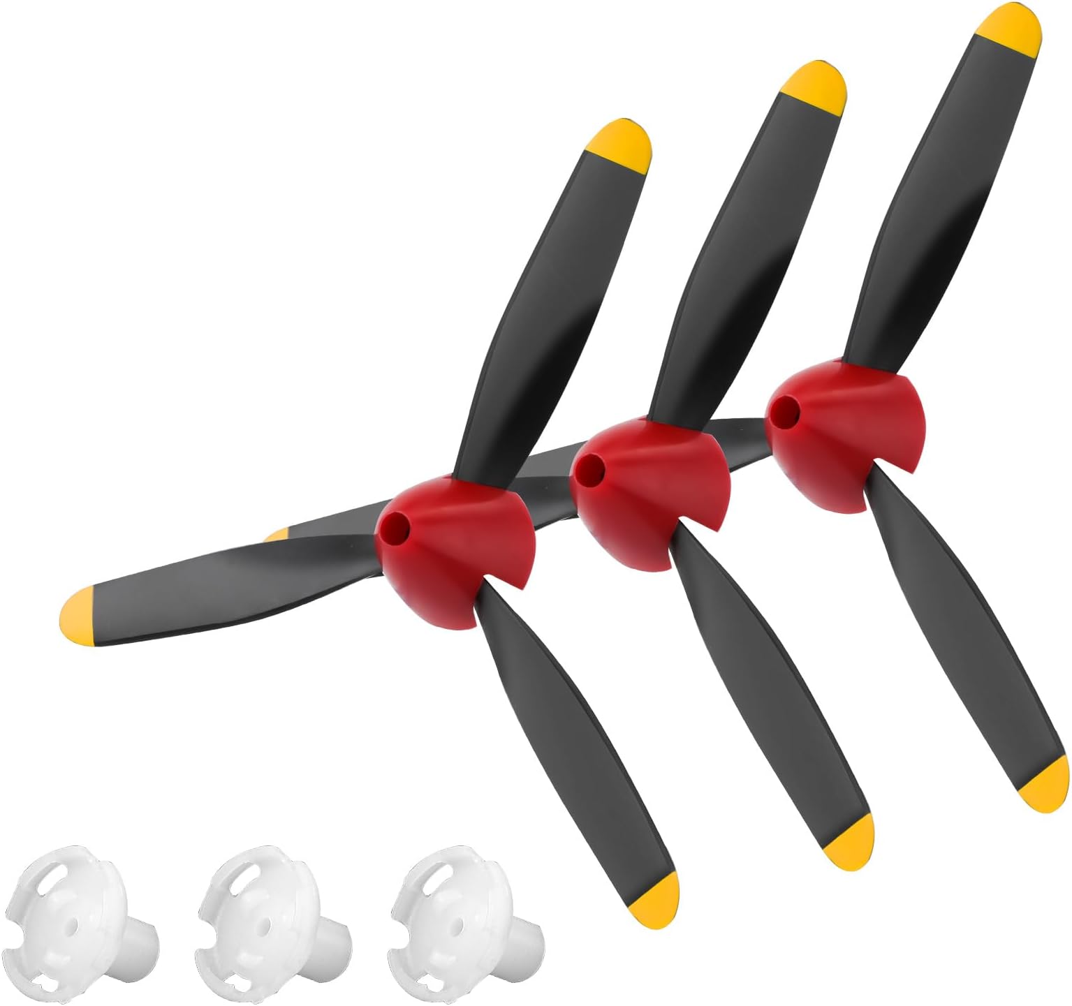 NQEUEPN 3 Sets Spare RC Plane Propellers 3 Blades, Toy Propeller Plane Part Remote Control Airplane Propeller Replacement Compatible with P40 Fighter 761-13 Radio Controlled, with Adapters