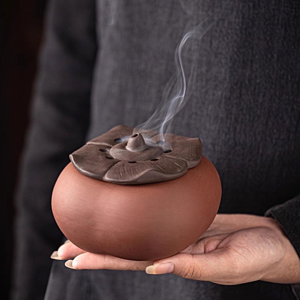 Quemador de incienso de cascada, creativo quemador de incienso de arcilla morada, mesa de té, torre de incienso, adornos de caqui, quemador de incienso de reflujo