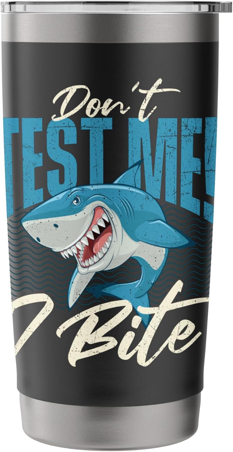 Don't Test Me I Bite - Shark Lover Marine Biologist Stainless Steel Insulated Tumbler - Image 3