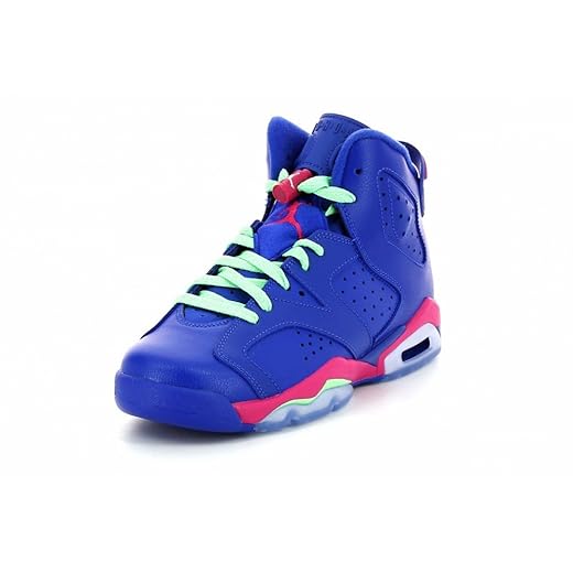 Nike Air Jordan 6 Retro Girls' (GS) Game Royal/Vivid Pink/Lt Lucid Green/White 543390-439 (Size: 4.5Y)