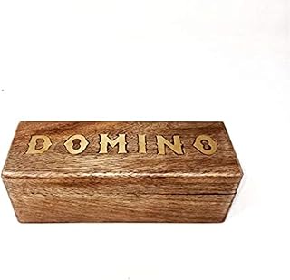 STORE INDYA Handmade Classic Wooden Dominoes Game Set of 28 Double Six Tiles with Storage Box
