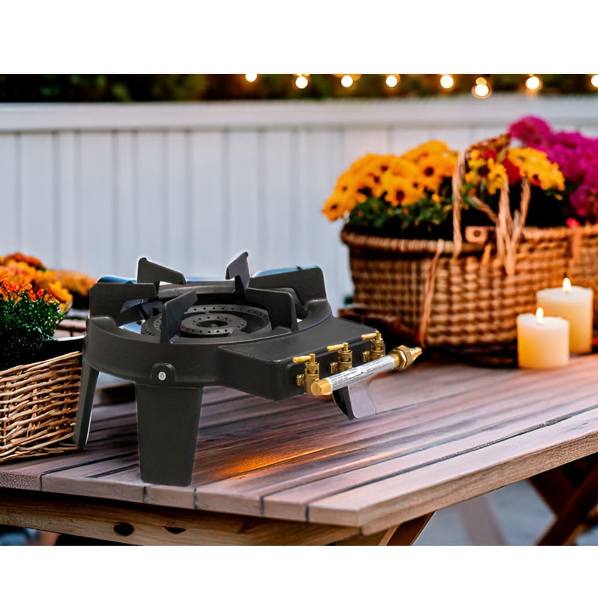 Fornello A Gas Da Esterno In Ghisa | 3 Piedi | Bruciatore Da 30cm | Ideale Per Marmellate E Cucina Pesante