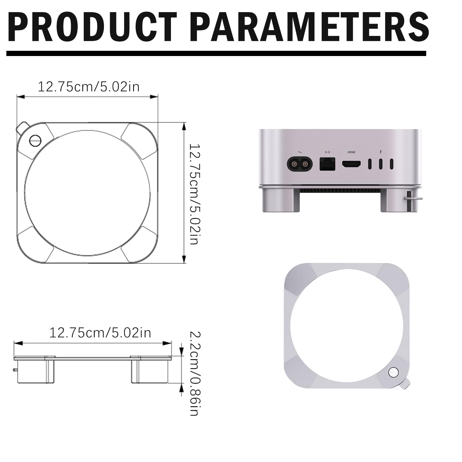 Supporto per Mac mini M4/M4 Pro, Meccanismo di commutazione dal design pratico per una migliore ventilazione e dissipazione del calore, in lega di alluminio
