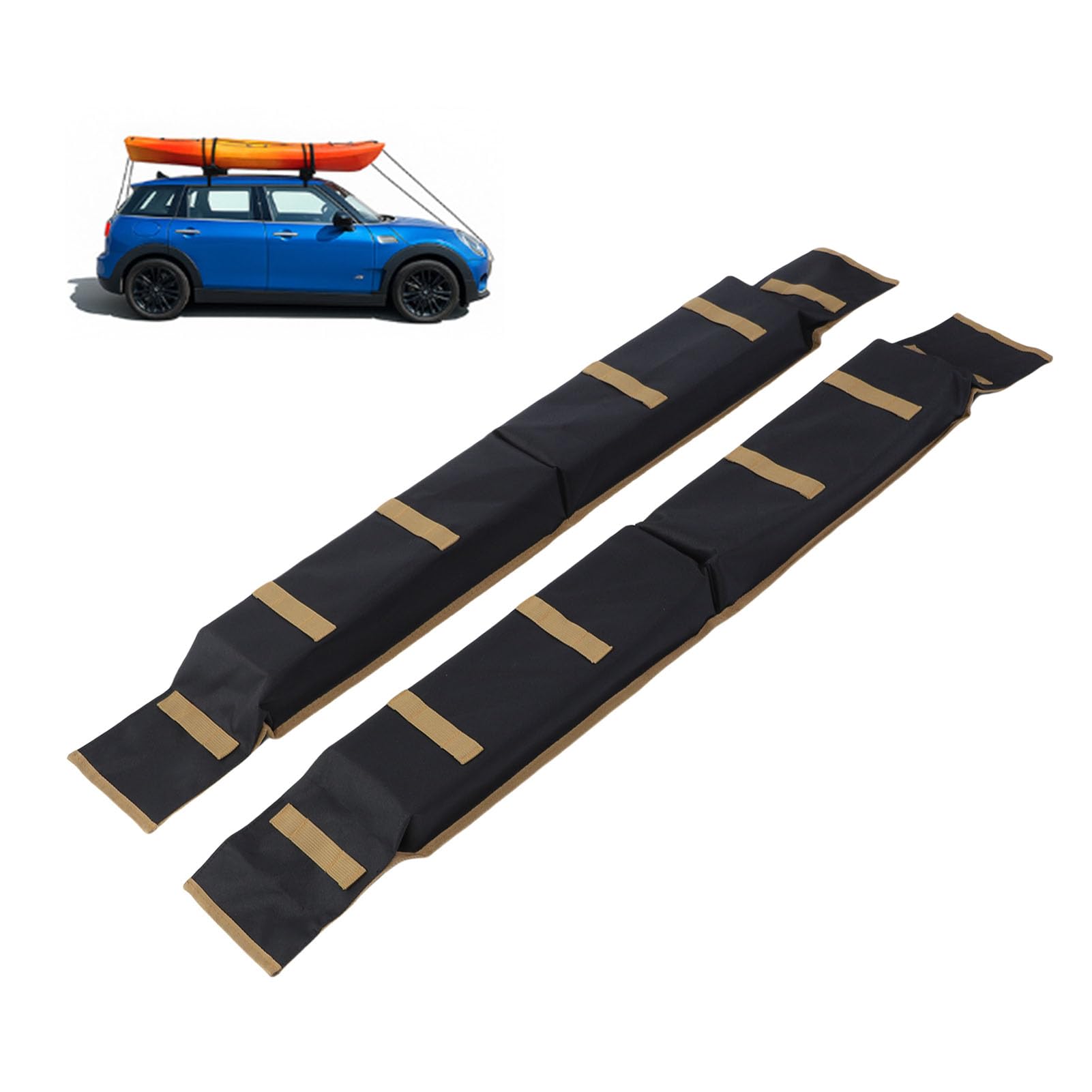 Universalauto Weiches Dachregalkissen Faltbar Kajak-Dachträgerkissen für SUVs Limousinen 2 Tür oder 4 Türautos mit Sicherem Riemen 60-80 Kg Kapazität